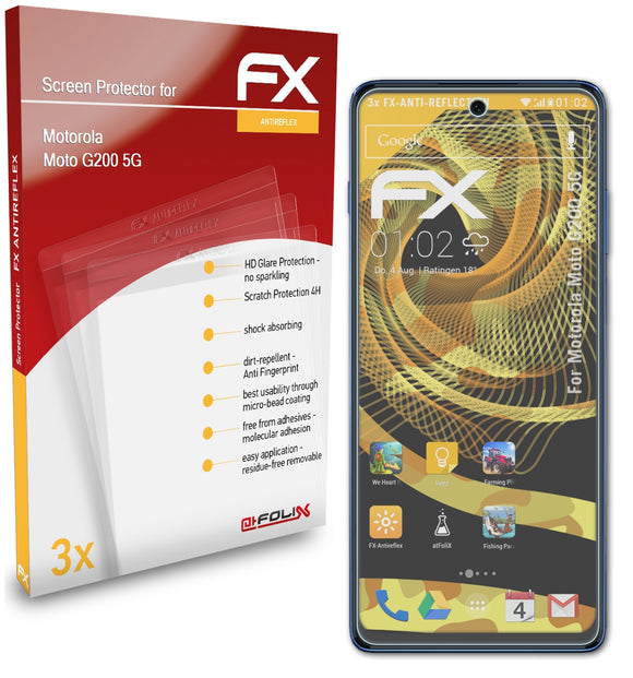 atFoliX FX-Antireflex Displayschutzfolie für Motorola Moto G200 5G