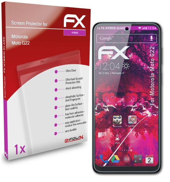atFoliX FX-Hybrid-Glass Panzerglasfolie für Motorola Moto G22