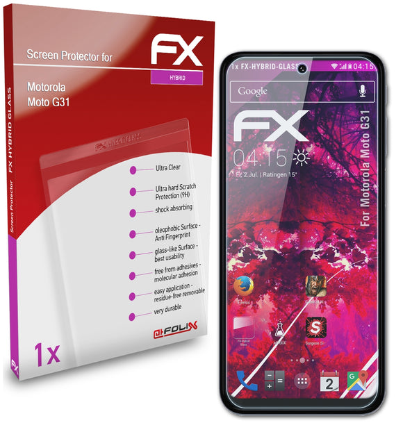 atFoliX FX-Hybrid-Glass Panzerglasfolie für Motorola Moto G31