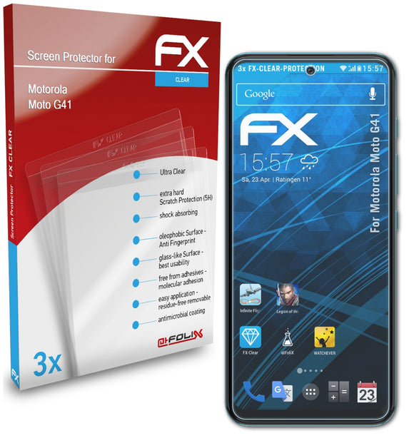 atFoliX FX-Clear Schutzfolie für Motorola Moto G41