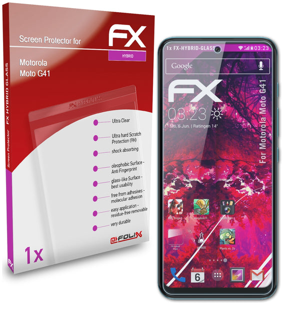 atFoliX FX-Hybrid-Glass Panzerglasfolie für Motorola Moto G41