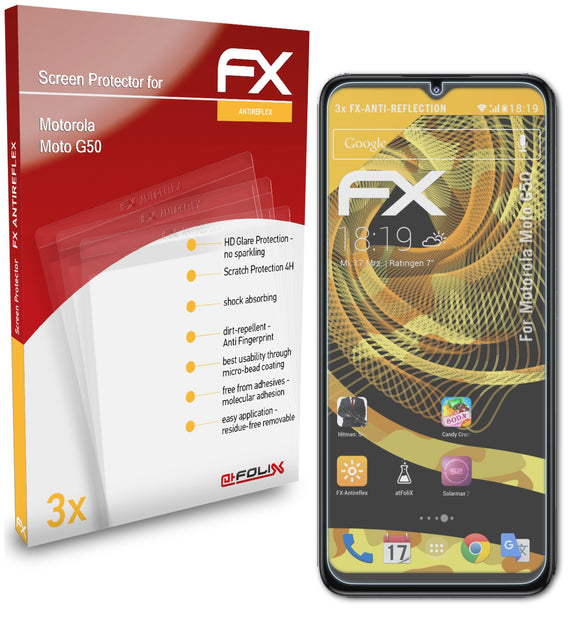 atFoliX FX-Antireflex Displayschutzfolie für Motorola Moto G50