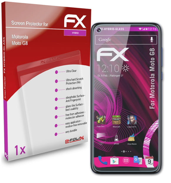 atFoliX FX-Hybrid-Glass Panzerglasfolie für Motorola Moto G8