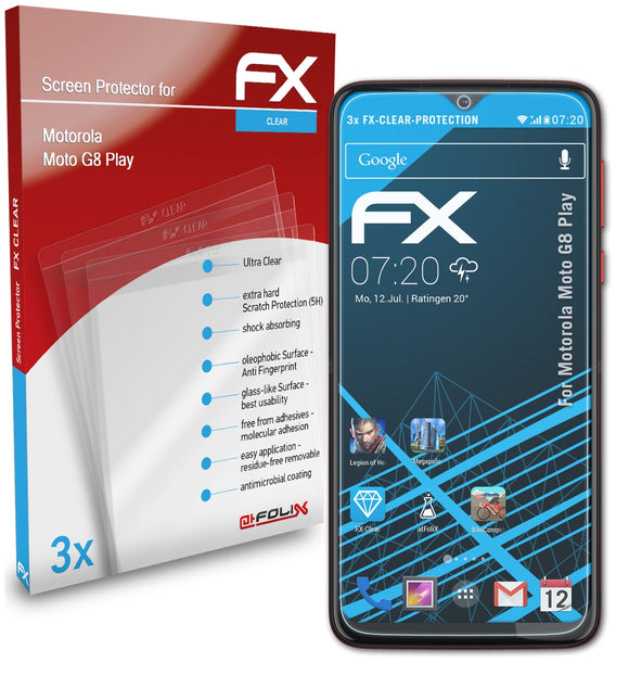 atFoliX FX-Clear Schutzfolie für Motorola Moto G8 Play