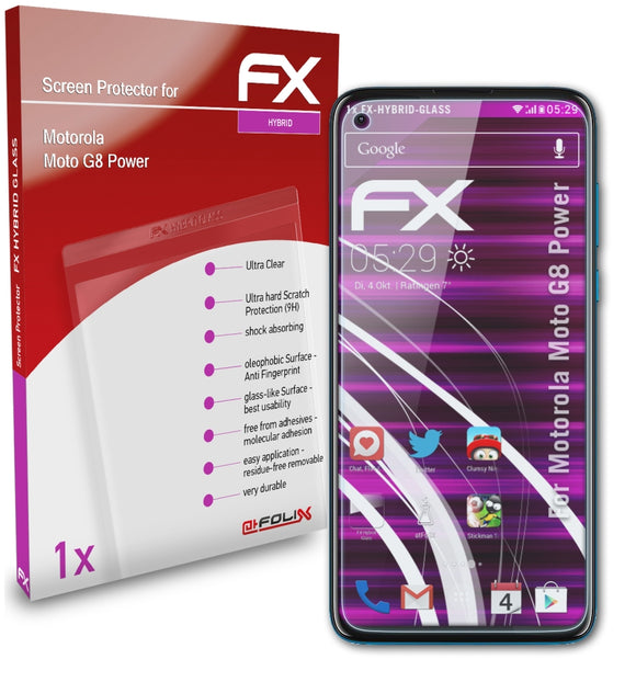 atFoliX FX-Hybrid-Glass Panzerglasfolie für Motorola Moto G8 Power