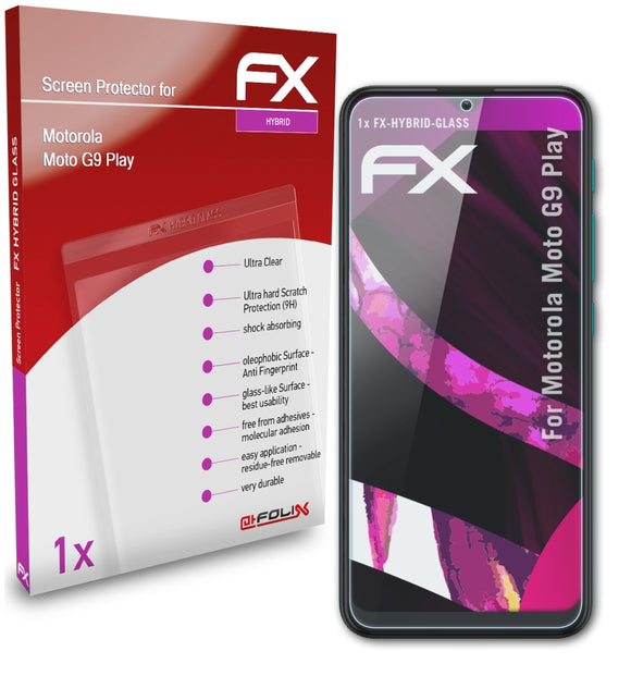 atFoliX FX-Hybrid-Glass Panzerglasfolie für Motorola Moto G9 Play