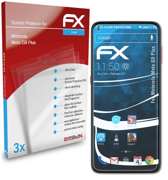 atFoliX FX-Clear Schutzfolie für Motorola Moto G9 Plus