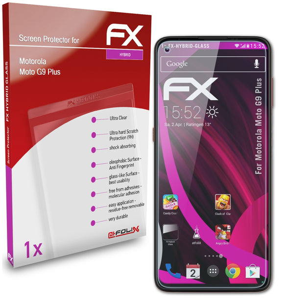 atFoliX FX-Hybrid-Glass Panzerglasfolie für Motorola Moto G9 Plus