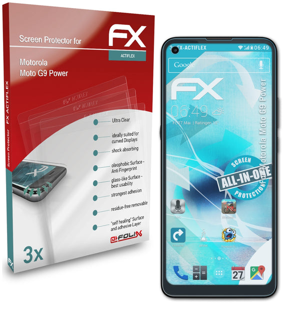 atFoliX FX-ActiFleX Displayschutzfolie für Motorola Moto G9 Power