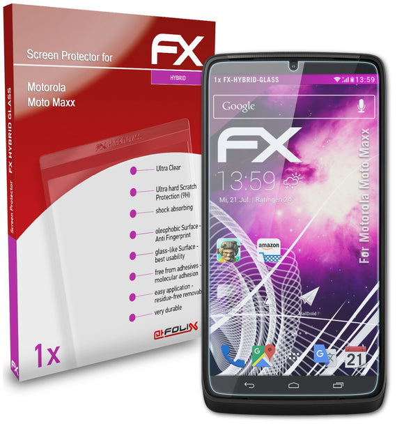 atFoliX FX-Hybrid-Glass Panzerglasfolie für Motorola Moto Maxx