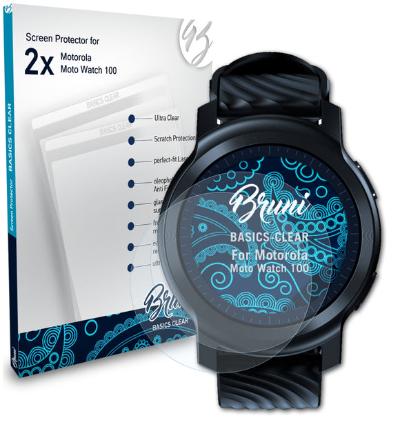 Bruni Basics-Clear Displayschutzfolie für Motorola Moto Watch 100
