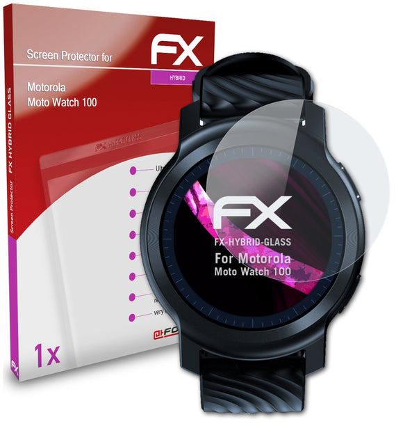 atFoliX FX-Hybrid-Glass Panzerglasfolie für Motorola Moto Watch 100