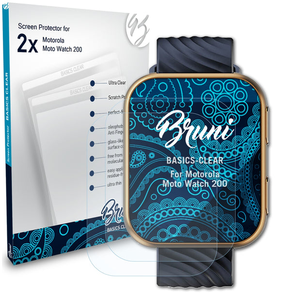 Bruni Basics-Clear Displayschutzfolie für Motorola Moto Watch 200