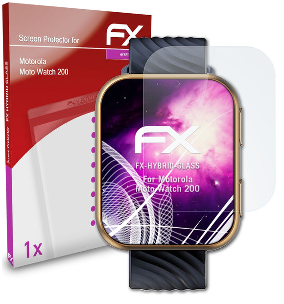 atFoliX FX-Hybrid-Glass Panzerglasfolie für Motorola Moto Watch 200