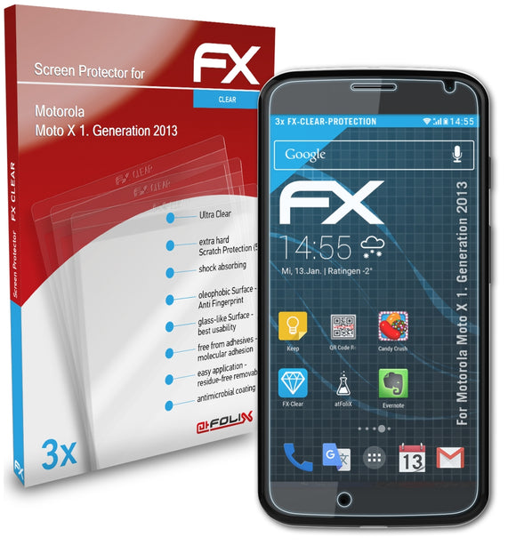 atFoliX FX-Clear Schutzfolie für Motorola Moto X (1. Generation 2013)