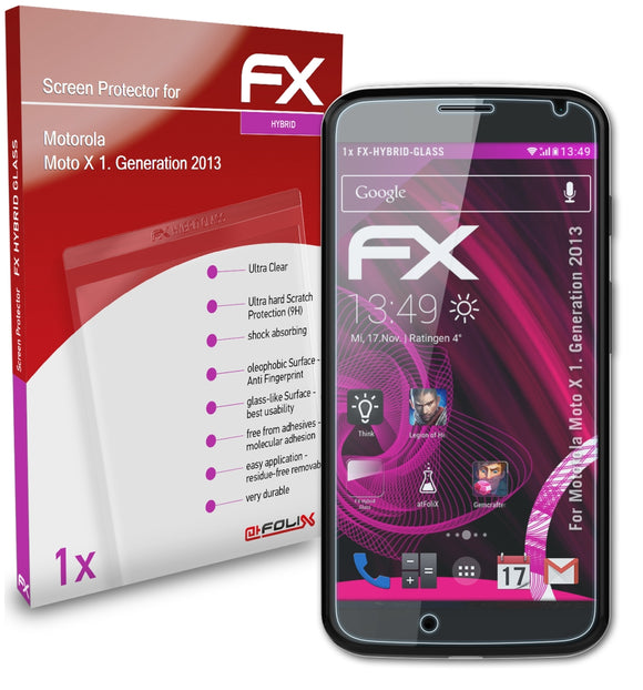 atFoliX FX-Hybrid-Glass Panzerglasfolie für Motorola Moto X (1. Generation 2013)