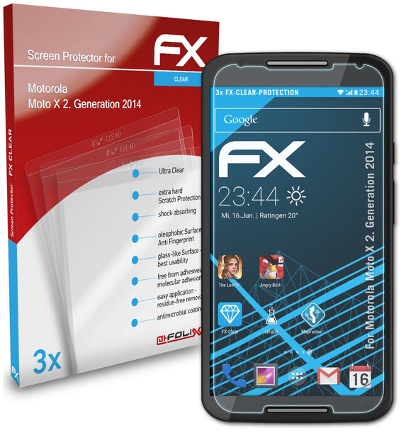 atFoliX FX-Clear Schutzfolie für Motorola Moto X (2. Generation 2014)