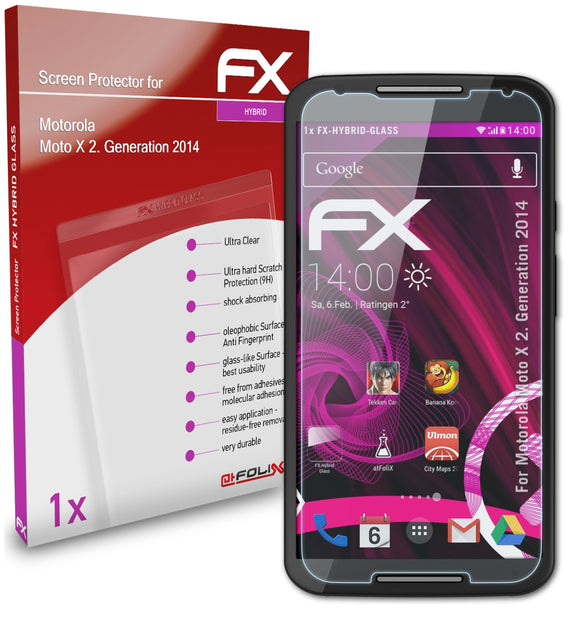 atFoliX FX-Hybrid-Glass Panzerglasfolie für Motorola Moto X (2. Generation 2014)