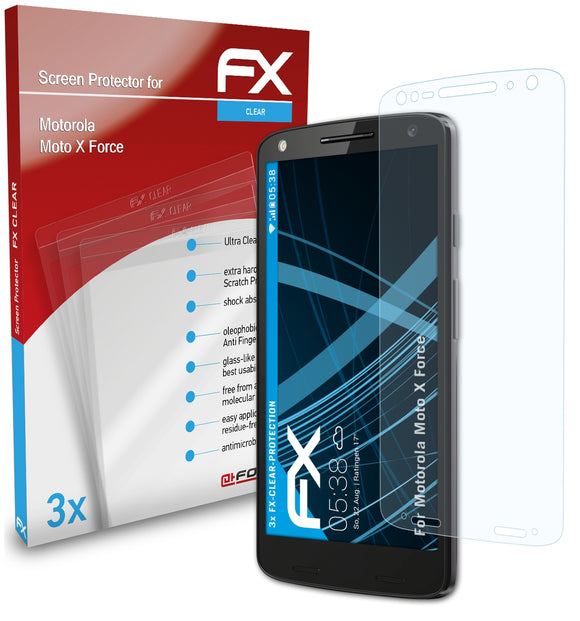 atFoliX FX-Clear Schutzfolie für Motorola Moto X Force