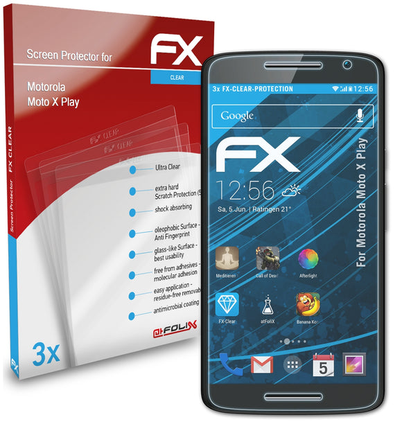 atFoliX FX-Clear Schutzfolie für Motorola Moto X Play