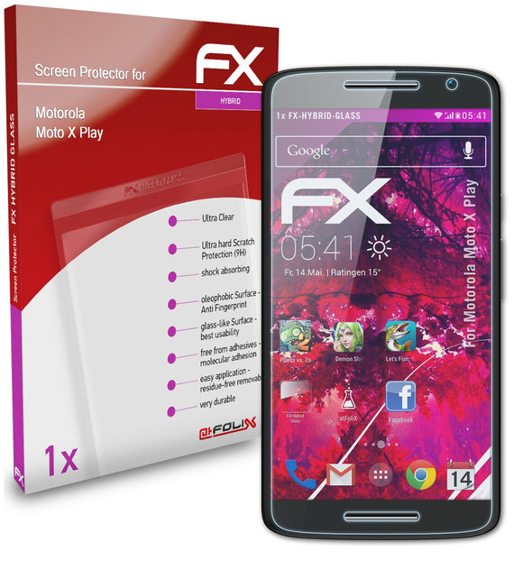 atFoliX FX-Hybrid-Glass Panzerglasfolie für Motorola Moto X Play