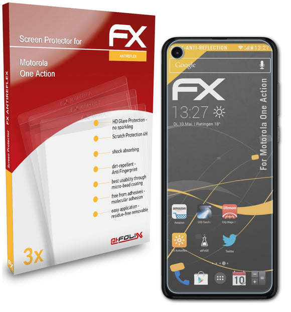 atFoliX FX-Antireflex Displayschutzfolie für Motorola One Action