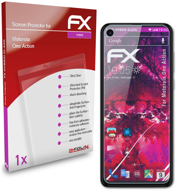 atFoliX FX-Hybrid-Glass Panzerglasfolie für Motorola One Action