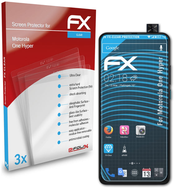 atFoliX FX-Clear Schutzfolie für Motorola One Hyper