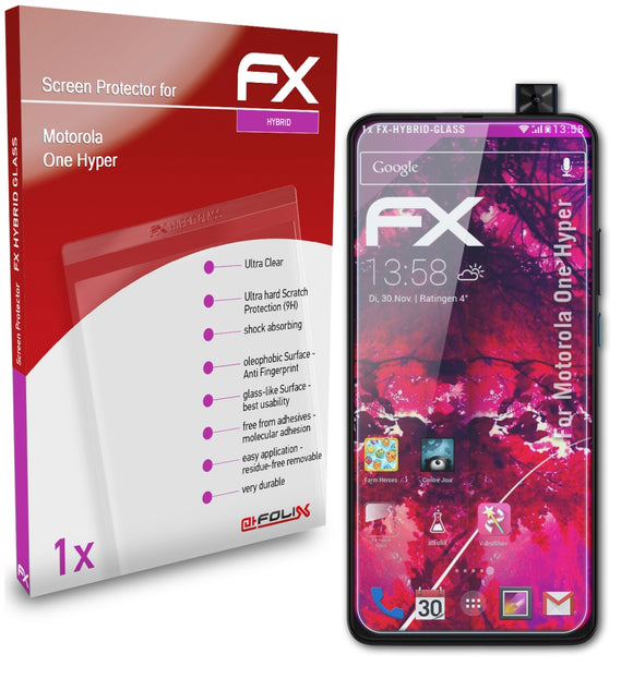 atFoliX FX-Hybrid-Glass Panzerglasfolie für Motorola One Hyper