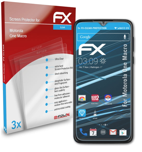 atFoliX FX-Clear Schutzfolie für Motorola One Macro
