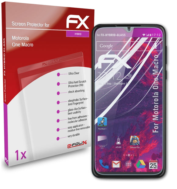 atFoliX FX-Hybrid-Glass Panzerglasfolie für Motorola One Macro