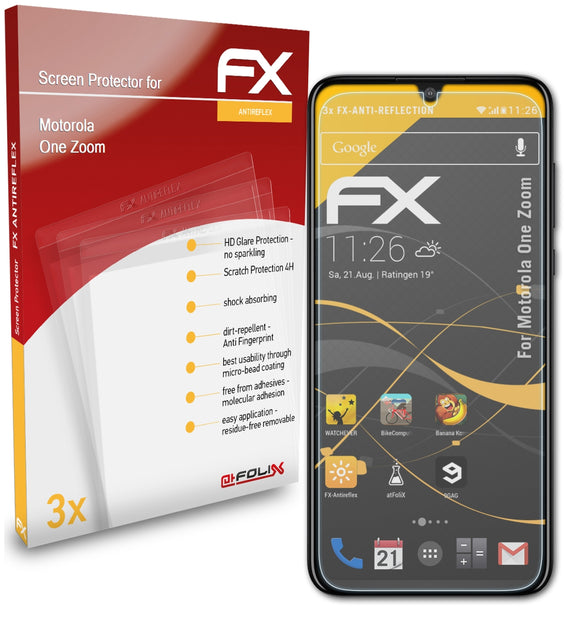 atFoliX FX-Antireflex Displayschutzfolie für Motorola One Zoom