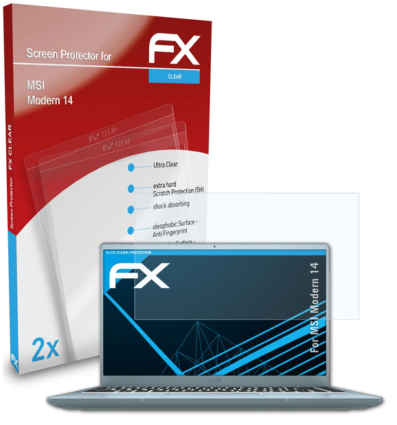 atFoliX FX-Clear Schutzfolie für MSI Modern 14