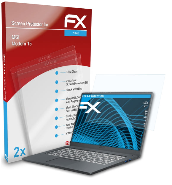atFoliX FX-Clear Schutzfolie für MSI Modern 15