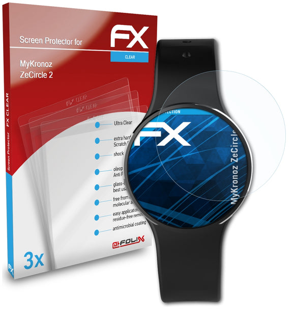 atFoliX FX-Clear Schutzfolie für MyKronoz ZeCircle 2