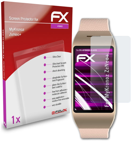 atFoliX FX-Hybrid-Glass Panzerglasfolie für MyKronoz ZeNeo+