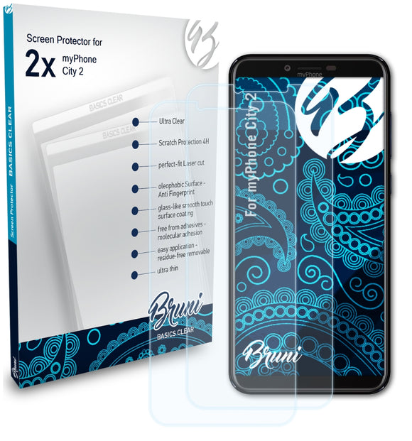 Bruni Basics-Clear Displayschutzfolie für myPhone City 2