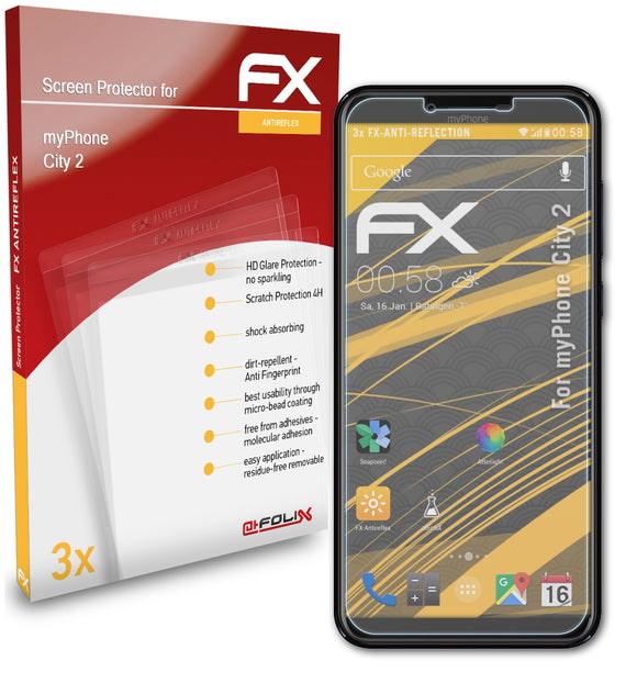 atFoliX FX-Antireflex Displayschutzfolie für myPhone City 2