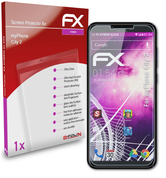 atFoliX FX-Hybrid-Glass Panzerglasfolie für myPhone City 2