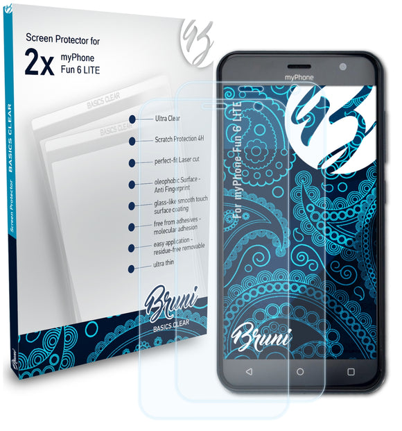 Bruni Basics-Clear Displayschutzfolie für myPhone Fun 6 LITE