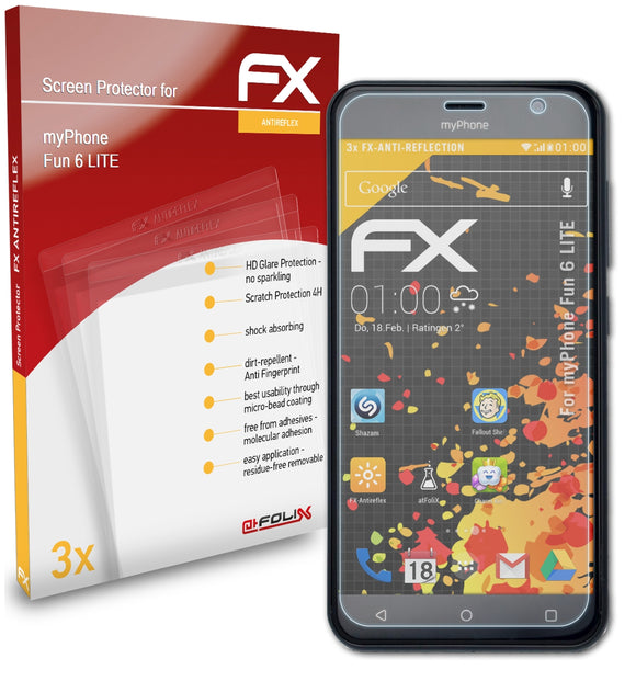 atFoliX FX-Antireflex Displayschutzfolie für myPhone Fun 6 LITE