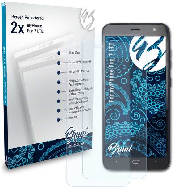Bruni Basics-Clear Displayschutzfolie für myPhone Fun 7 LTE