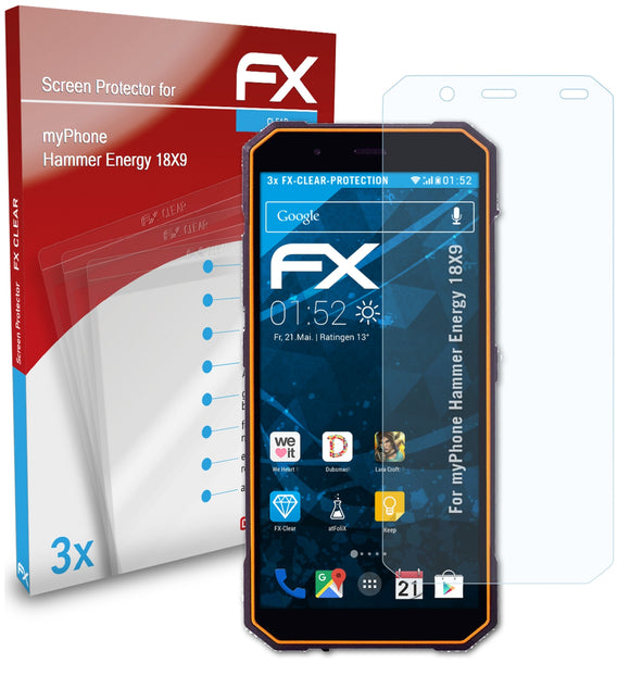 atFoliX FX-Clear Schutzfolie für myPhone Hammer Energy 18X9