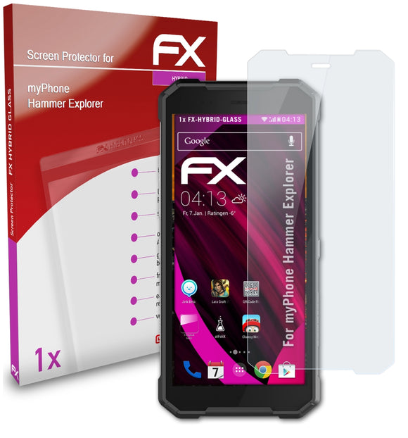 atFoliX FX-Hybrid-Glass Panzerglasfolie für myPhone Hammer Explorer