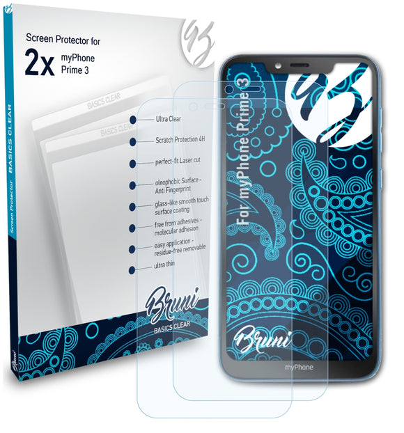 Bruni Basics-Clear Displayschutzfolie für myPhone Prime 3