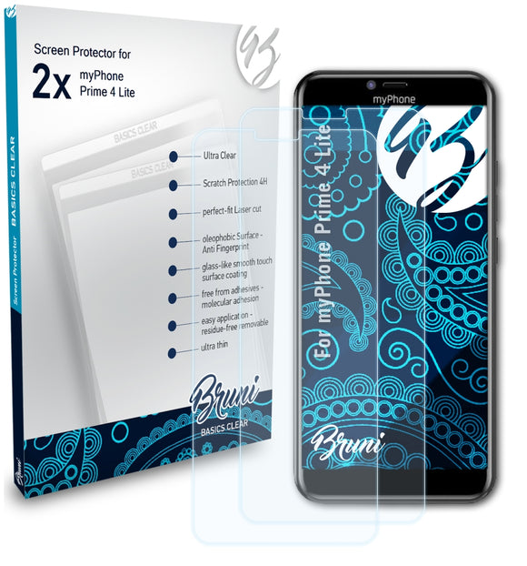 Bruni Basics-Clear Displayschutzfolie für myPhone Prime 4 Lite