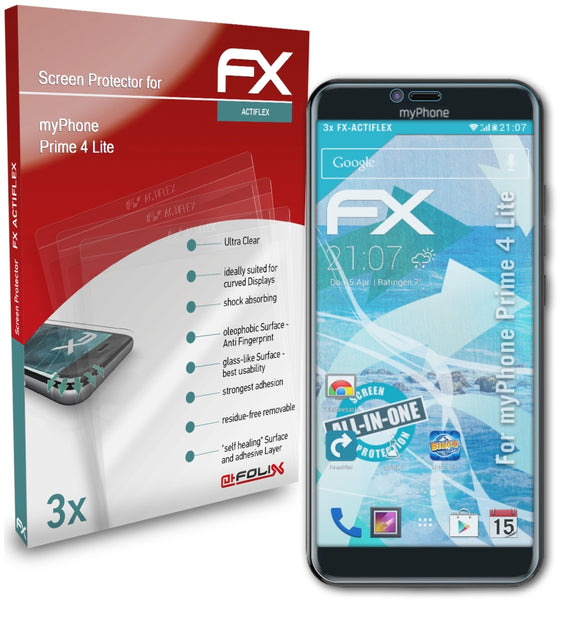atFoliX FX-ActiFleX Displayschutzfolie für myPhone Prime 4 Lite