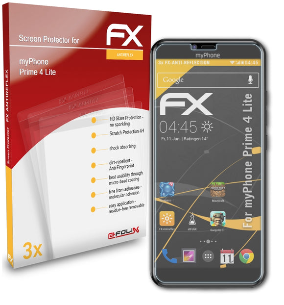 atFoliX FX-Antireflex Displayschutzfolie für myPhone Prime 4 Lite
