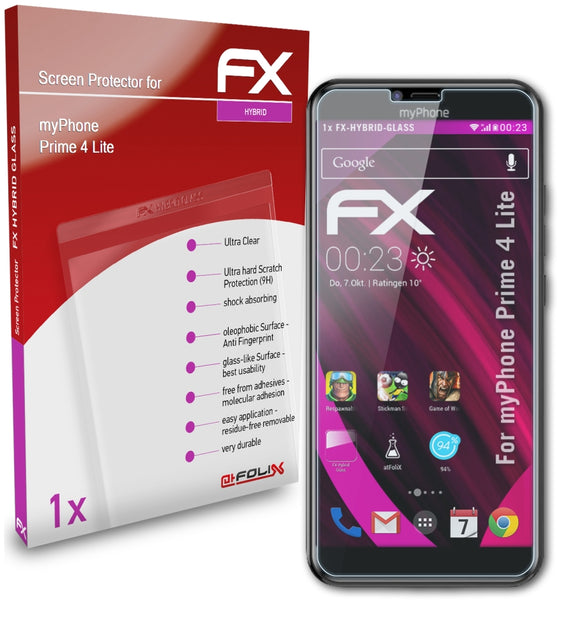 atFoliX FX-Hybrid-Glass Panzerglasfolie für myPhone Prime 4 Lite
