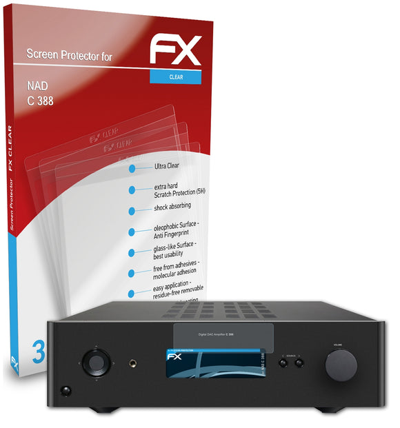 atFoliX FX-Clear Schutzfolie für NAD C 388